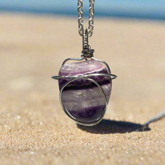 01-P6-3 Fluorite Pendant with Chain