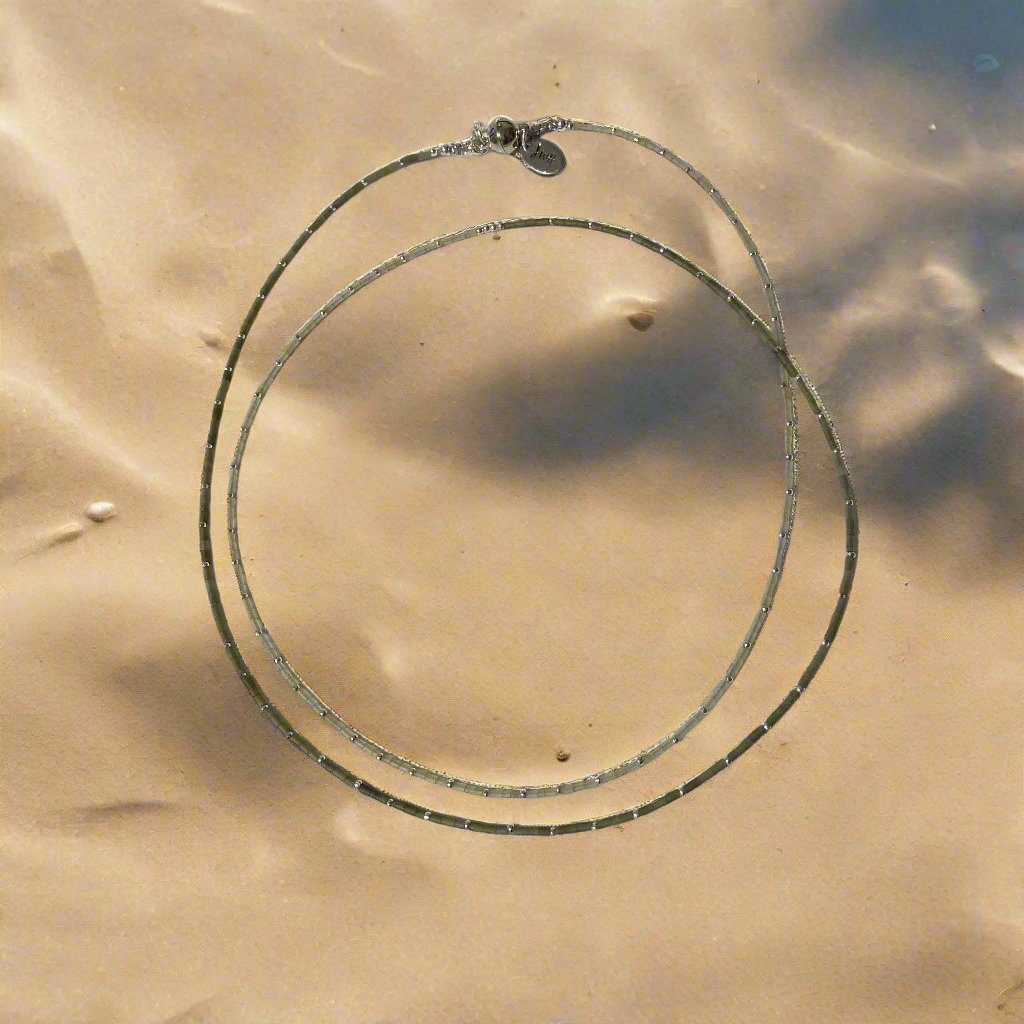 04-N9 Jade and Silver beaded Necklace