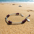 05-B4-02 Garnet Tube Bracelet January Birthstone