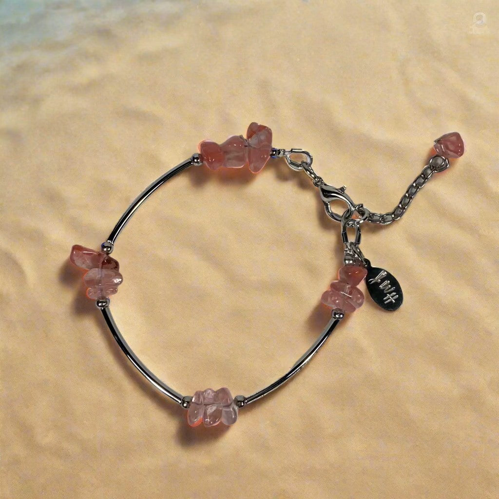 05-B4-02 Pink Quartz Tube Bracelets