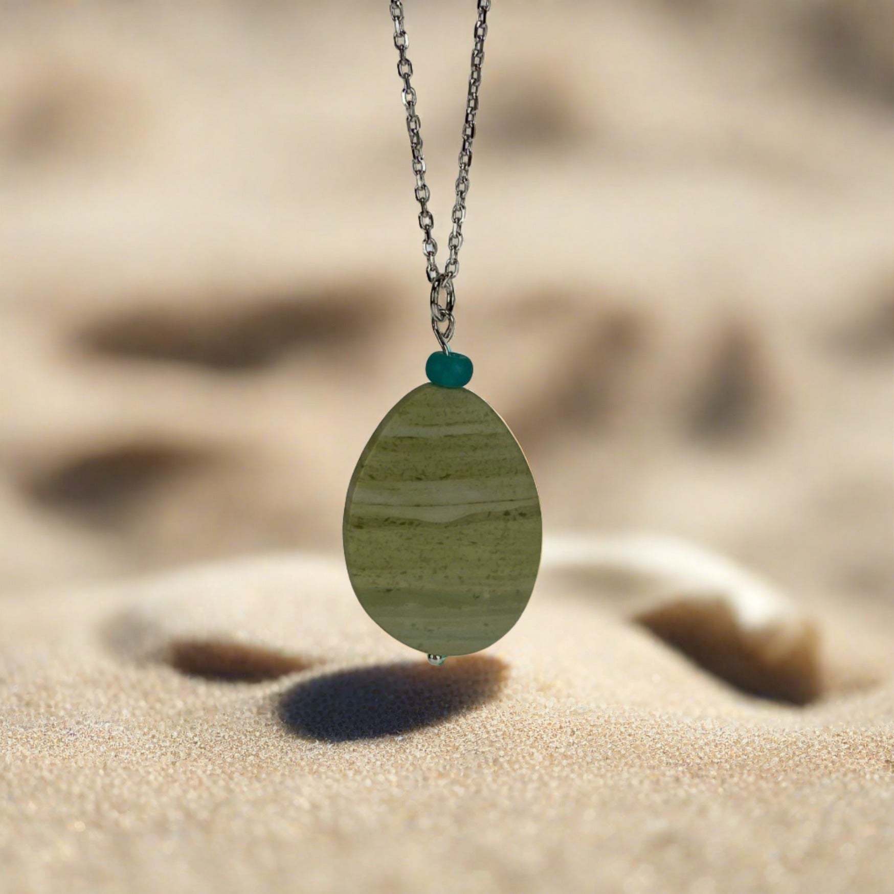 JWH Designs - Nature Inspired Artistic Jewellery - Butter Jasper Pendant with Chain