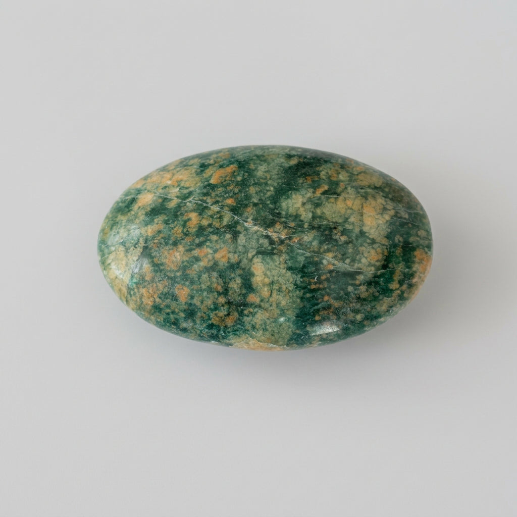 Green aventurine gemstone featuring soft green colouring and subtle natural inclusions with a gentle shimmer, showcased in the J.W.H. Designs gemstone collection.