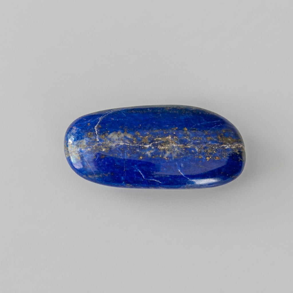 Lapis lazuli gemstone featuring deep blue colouring with natural golden pyrite flecks, showcased in the J.W.H. Designs gemstone collection.