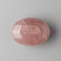 Rose quartz gemstone with soft pink colouring and gentle natural translucence, featured in the J.W.H. Designs palm stone collection.