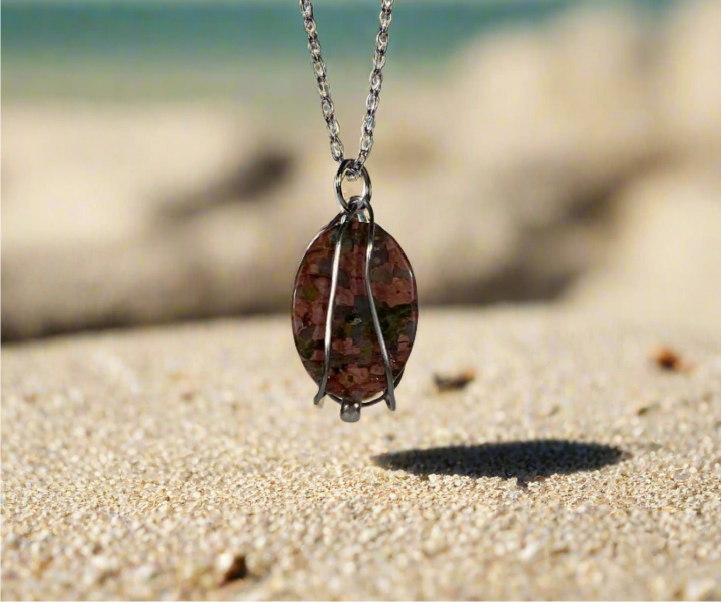 01-P2-3 Unakite Pendant with Chain