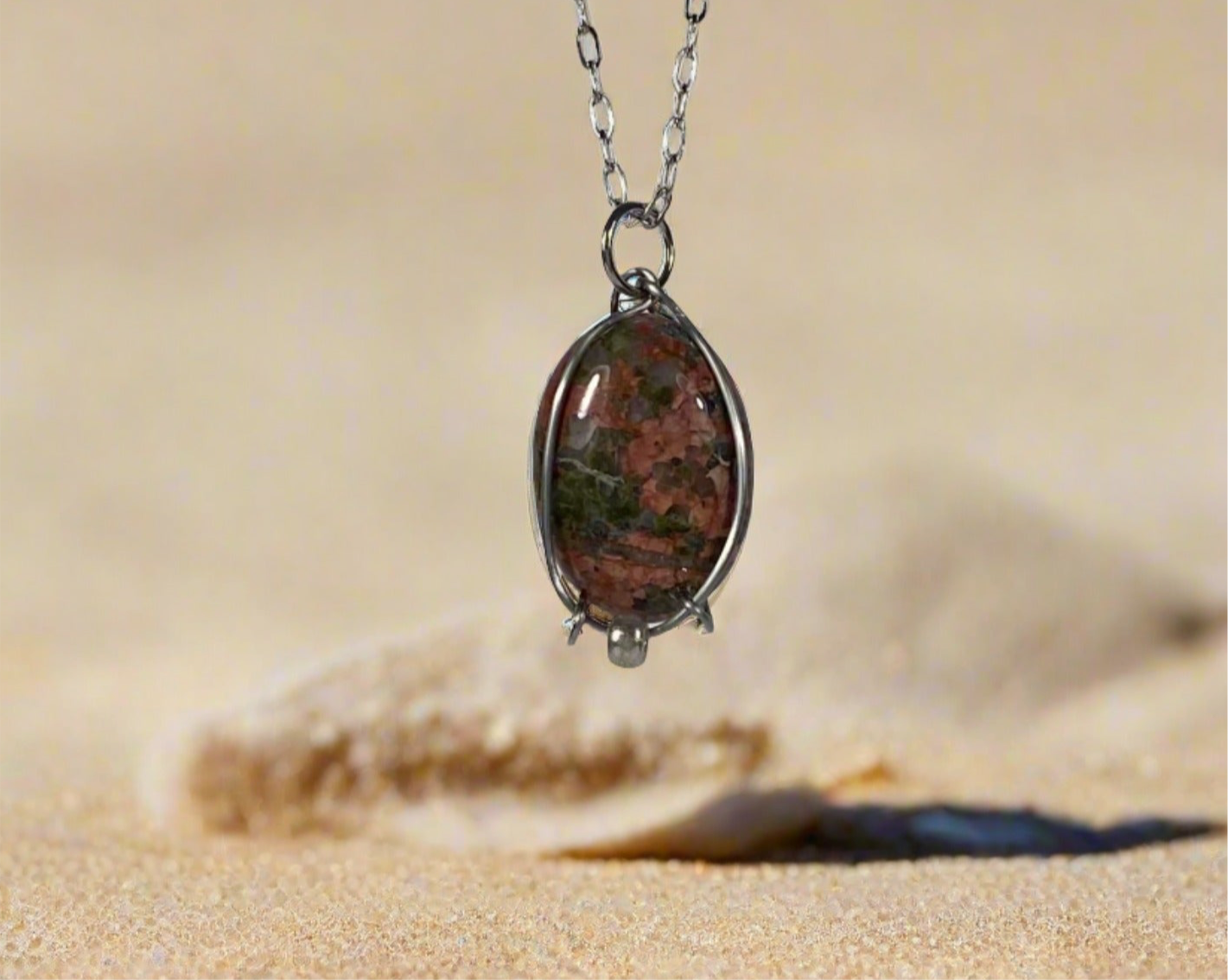 01-P2-3 Unakite Pendant with Chain