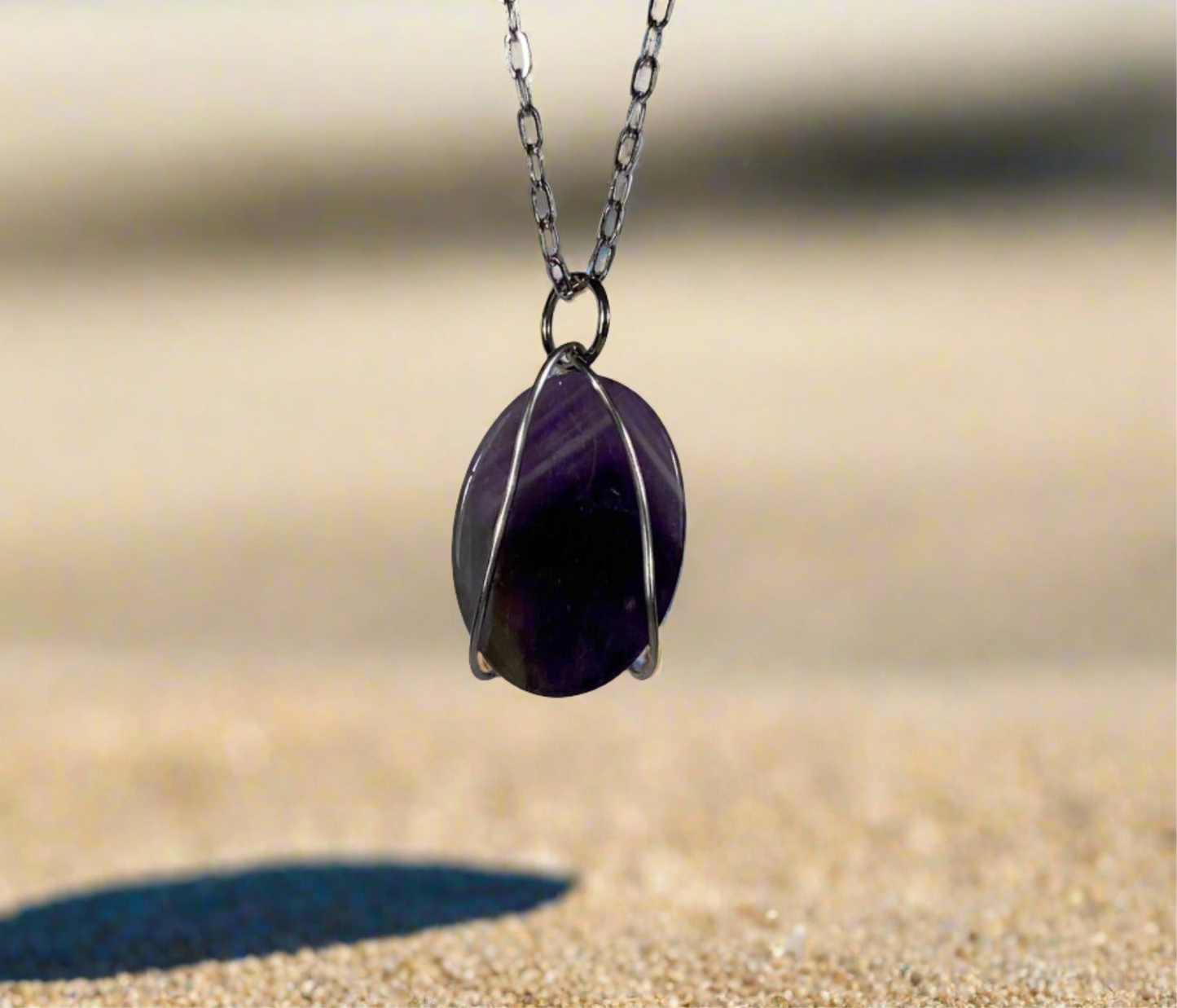 01-P10-1 Amethyst Pendant with Chain