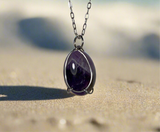01-P10-1 Amethyst Pendant with Chain