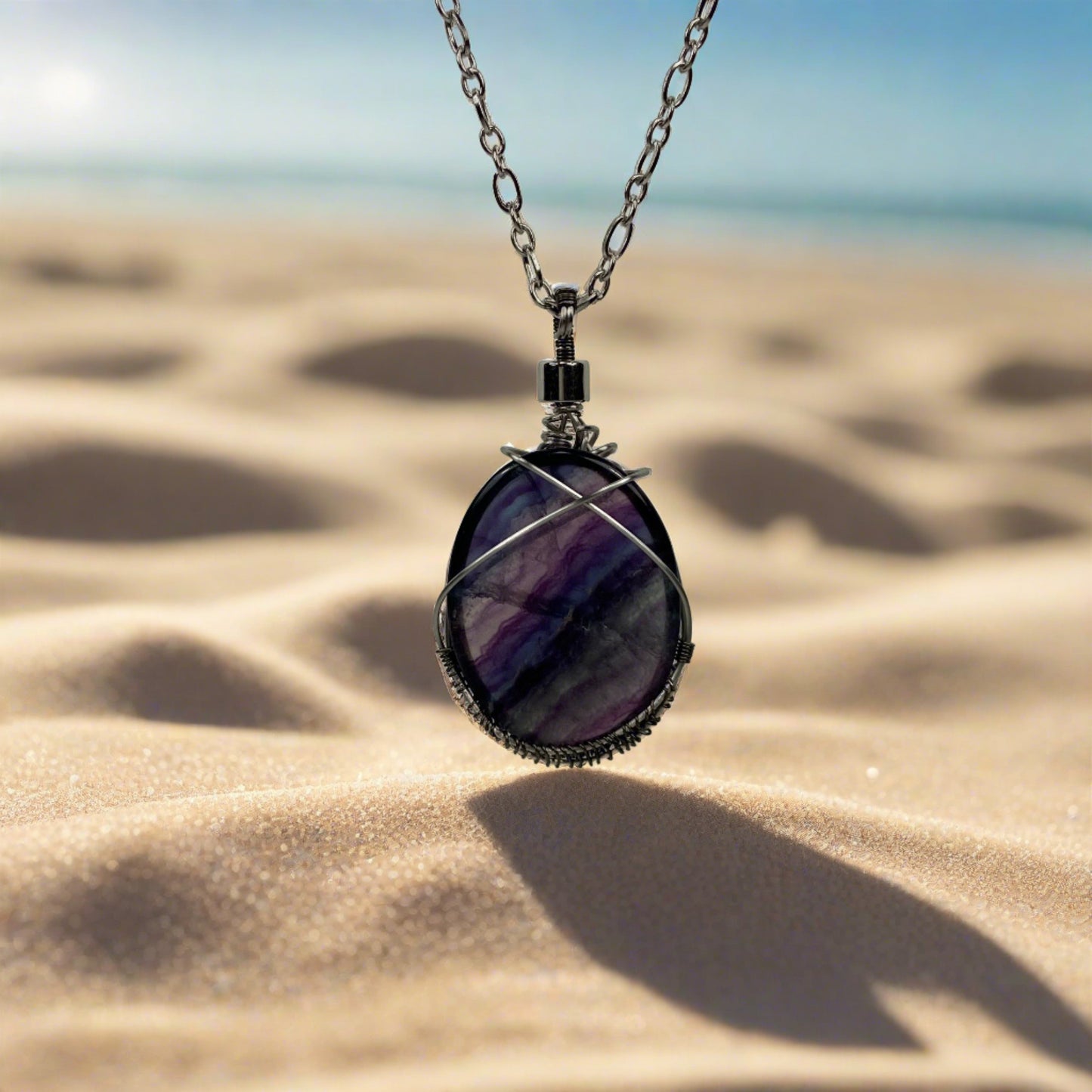 JWH Designs - Nature Inspired Artistic Jewellery - Fluorite Pendant with Chain