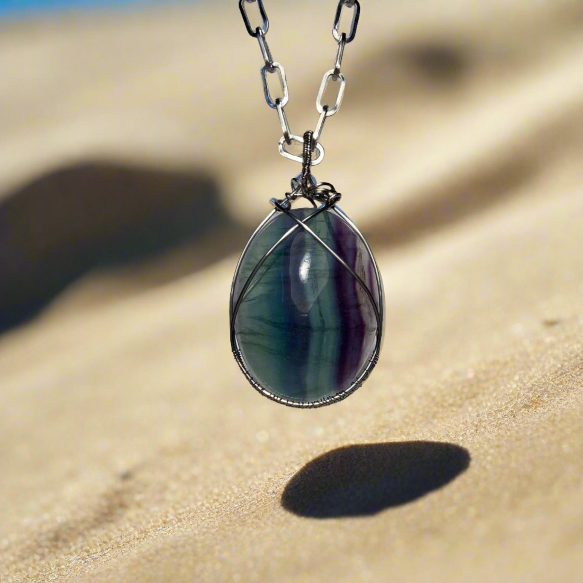 JWH Designs - Nature Inspired Artistic Jewellery - Fluorite Pendant with Chain