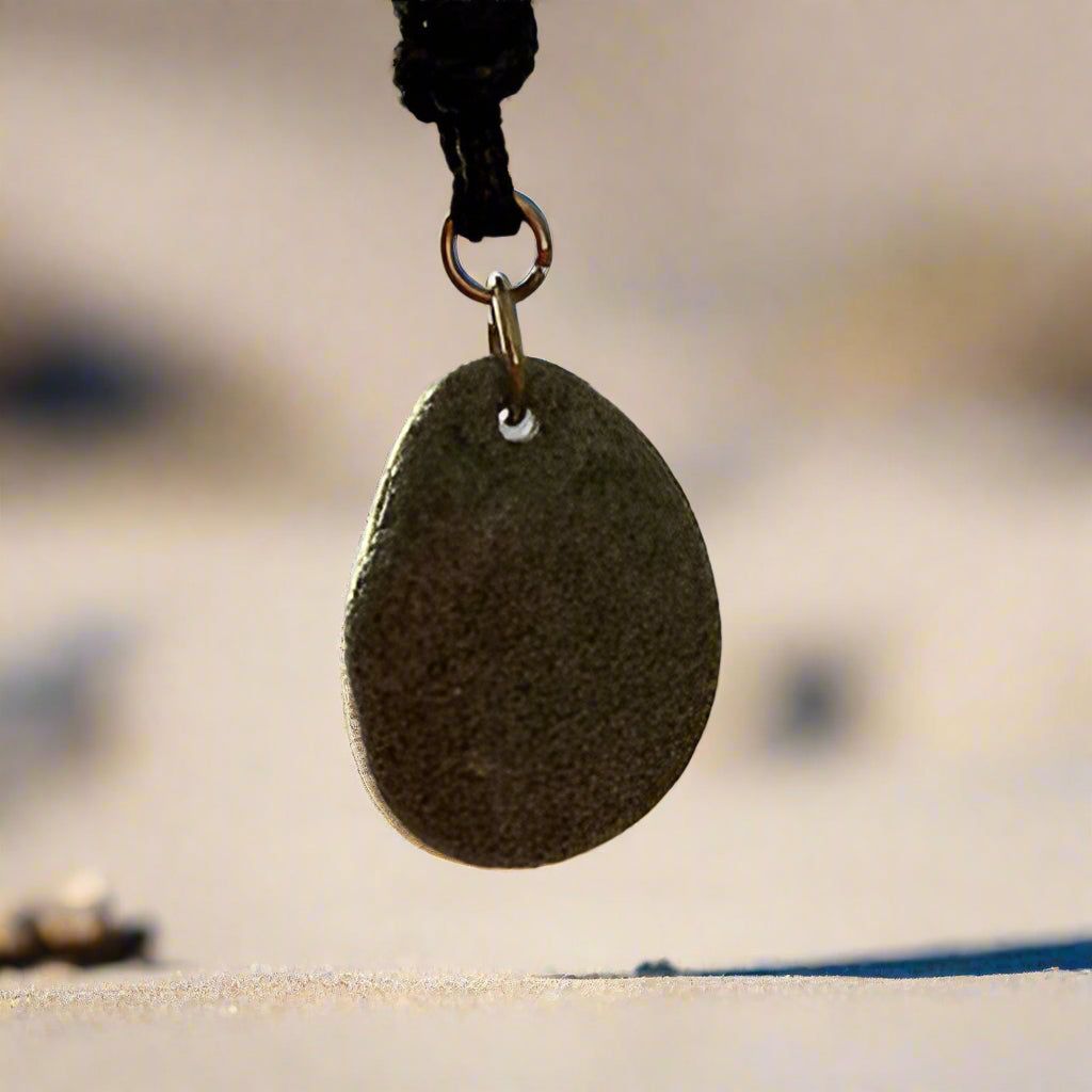 01-PP-O-1 Beach Pebble with Opalite Cabochon and Fluorite Crystal Center