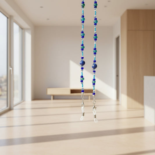 02-EY2-B-2 Lapis Lazuli and Cat's Eye Quartz Eyeglass Holders